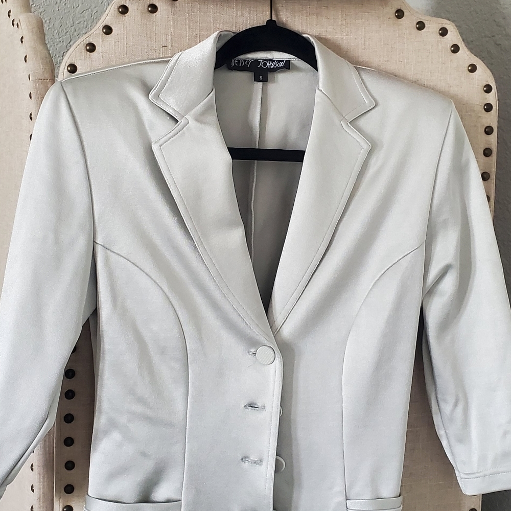 Betsey Johnson Silver Blazer Small